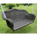 International Caravan Resin Wicker Hanging Loveseat Swing, Antique Black 3183-AB